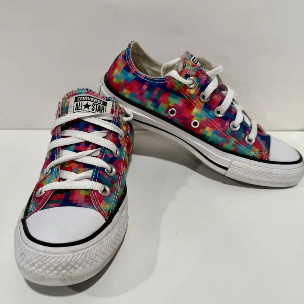 Converse Chuck Taylor Pixel Shoes W6/M4 Pink Blue White Canvas Lace Up Sneakers - Picture 2 of 11